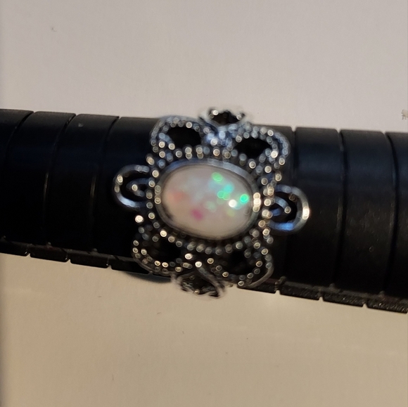 Handcrafted faux Opal and alloy ring size 7.25 - Picture 3 of 4